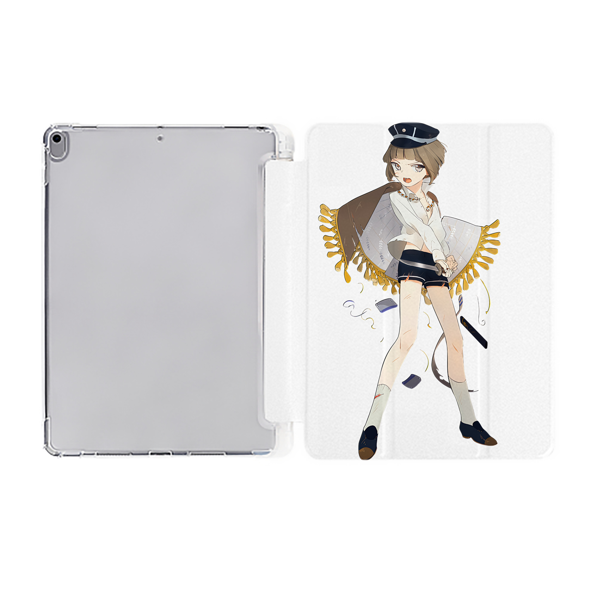 （画像用） 刀剣乱舞 Touken Ranbu IPad ケース ペン収納付き 三つ折りスタンド PUレザー×シリコン 対応機種9.5/10.5/10.9インチ